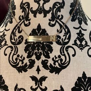 N Silver Nameplate Initial Necklace